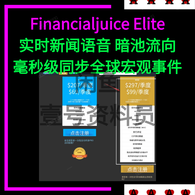 Financialjuice Elite丨宏观实时语音 暗池资金流 专业交易员级别的实时新闻语音广播 毫秒级同步全球宏观事件