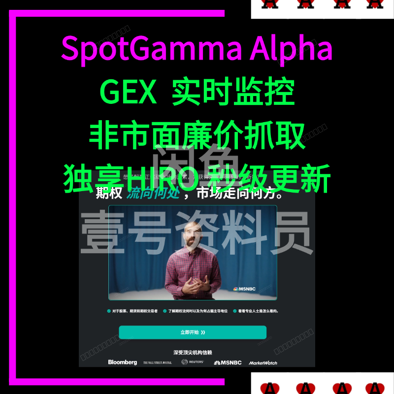 SpotGamma Alpha 丨顶级 GEX 暴露 实时监控0DTE机构订单流丨非市面廉价抓取版，HIRO 热图秒级更新